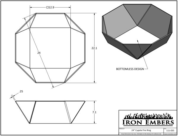 24" Cupola Ring Technical Drawing