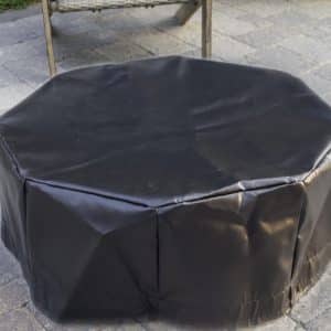 Tarp cover for a large steel fire pit