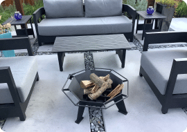 2' cottager fire pit on a new modern patio