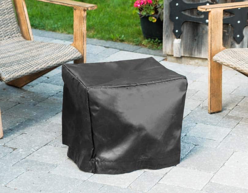 Form fitting weather cover for a square metal fire pit