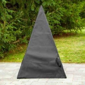 Vinyl tarp cover for 4' pyramid fire pit on patio