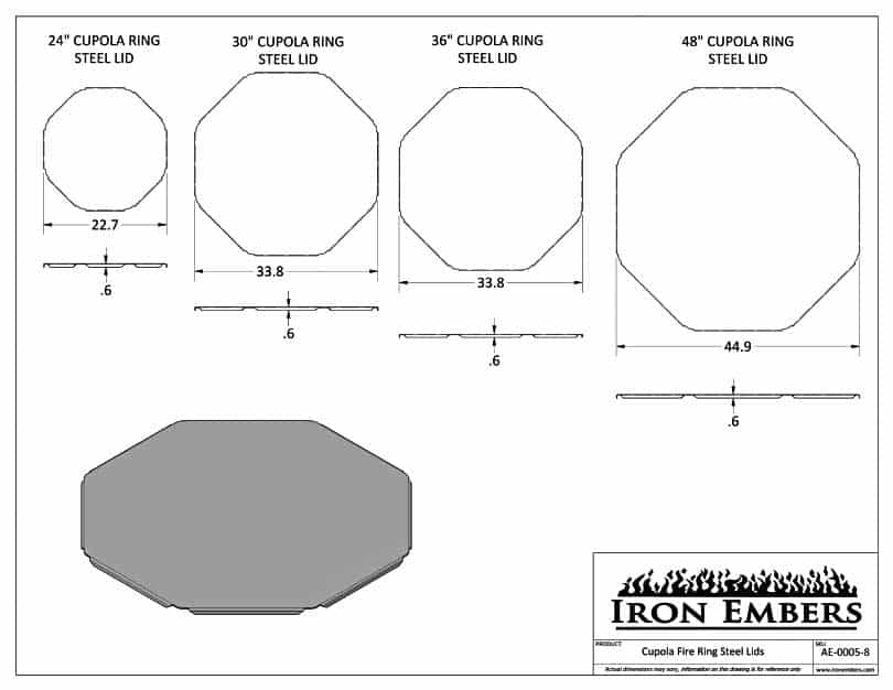 Dimensional drawing for cupola steel lid by Iron Embers