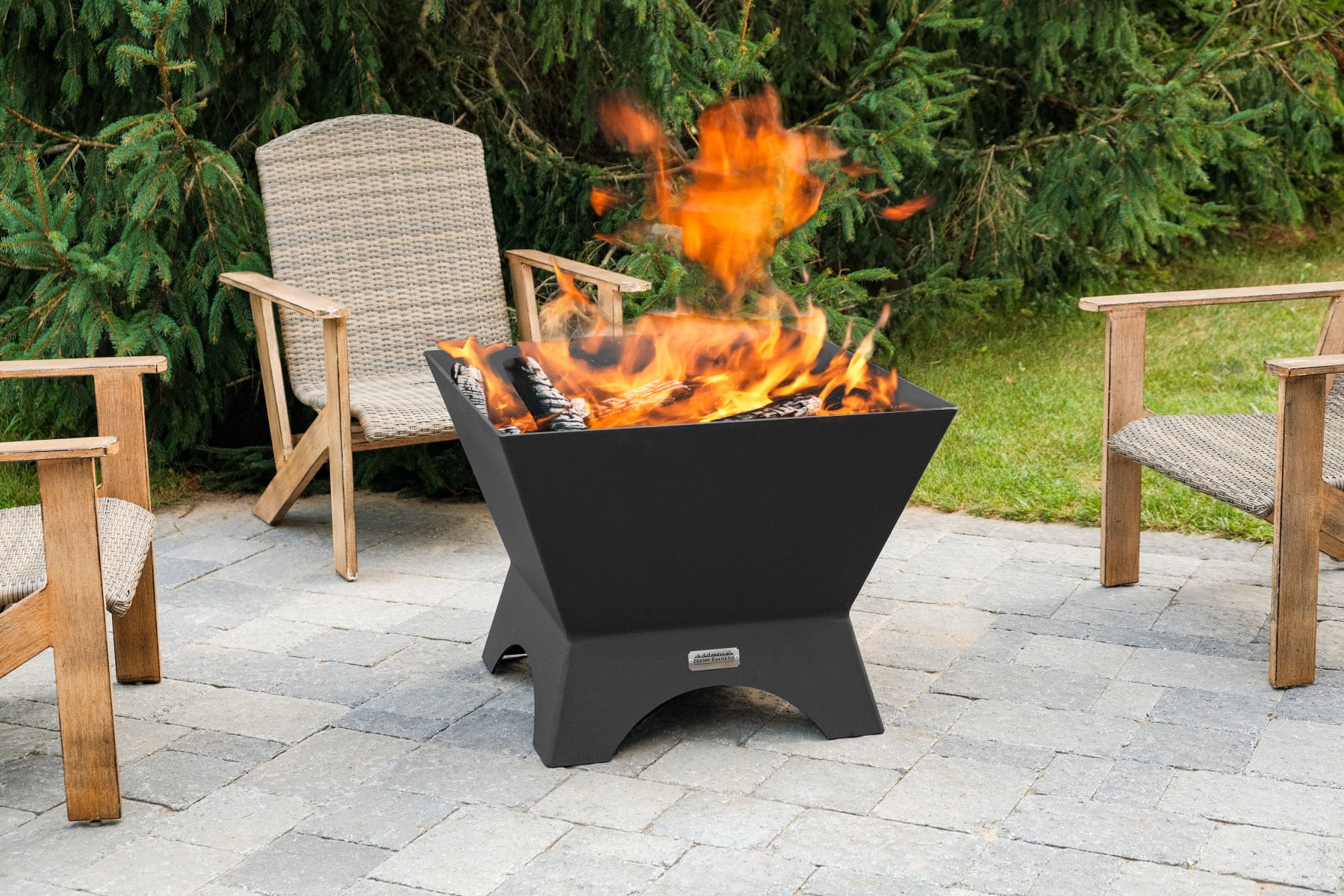 Large 30" modern cube fire pit by Iron Embers