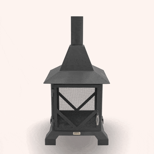 GIF of different options available with an Iron Embers Chiminea fire pit