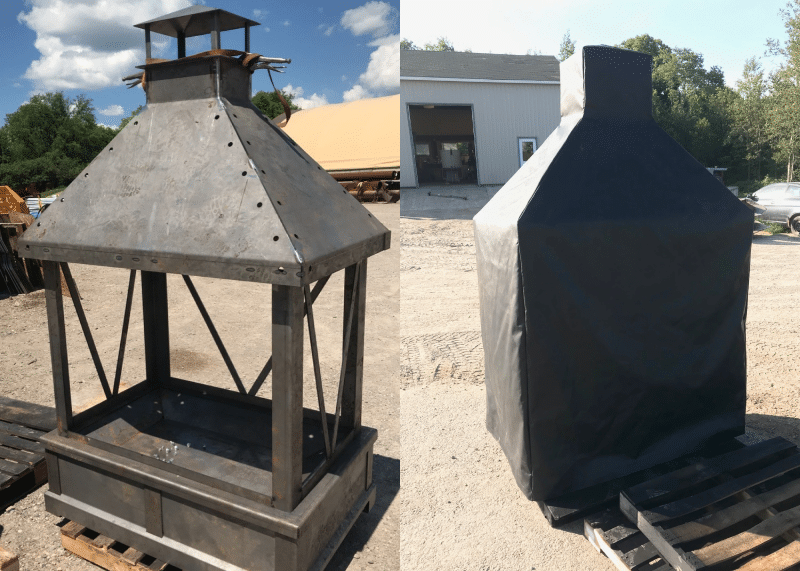 Vinyl tar cover for tall chiminea fire pit
