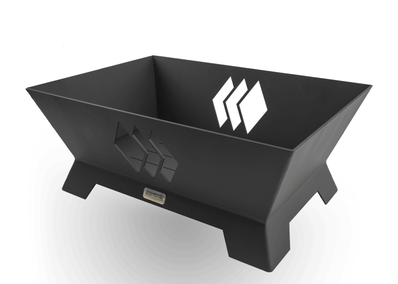 Custom rectangular fire pit with two diamond cutouts
