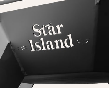 Custom star island logo cutout in firepit
